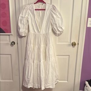 Free People White Puff Sleeve Sundress